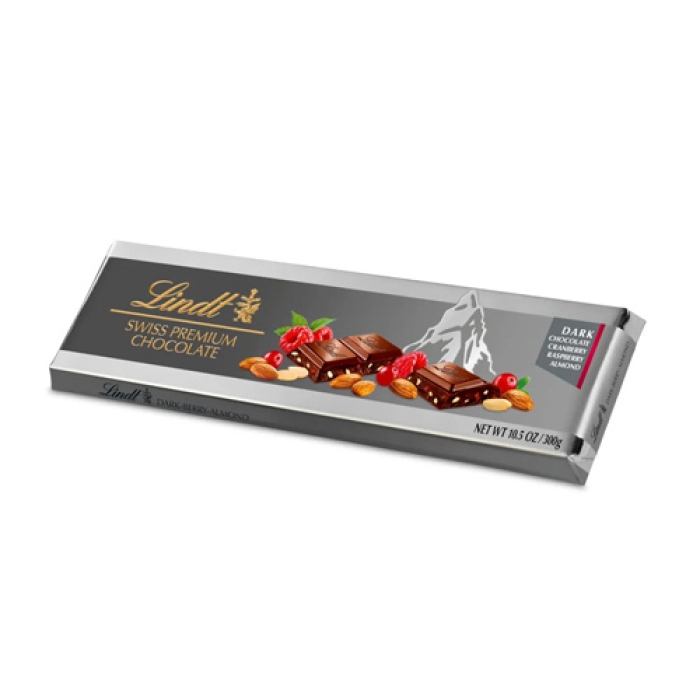 Lindt Tab Dark Berry Almond 300gm - Image 1